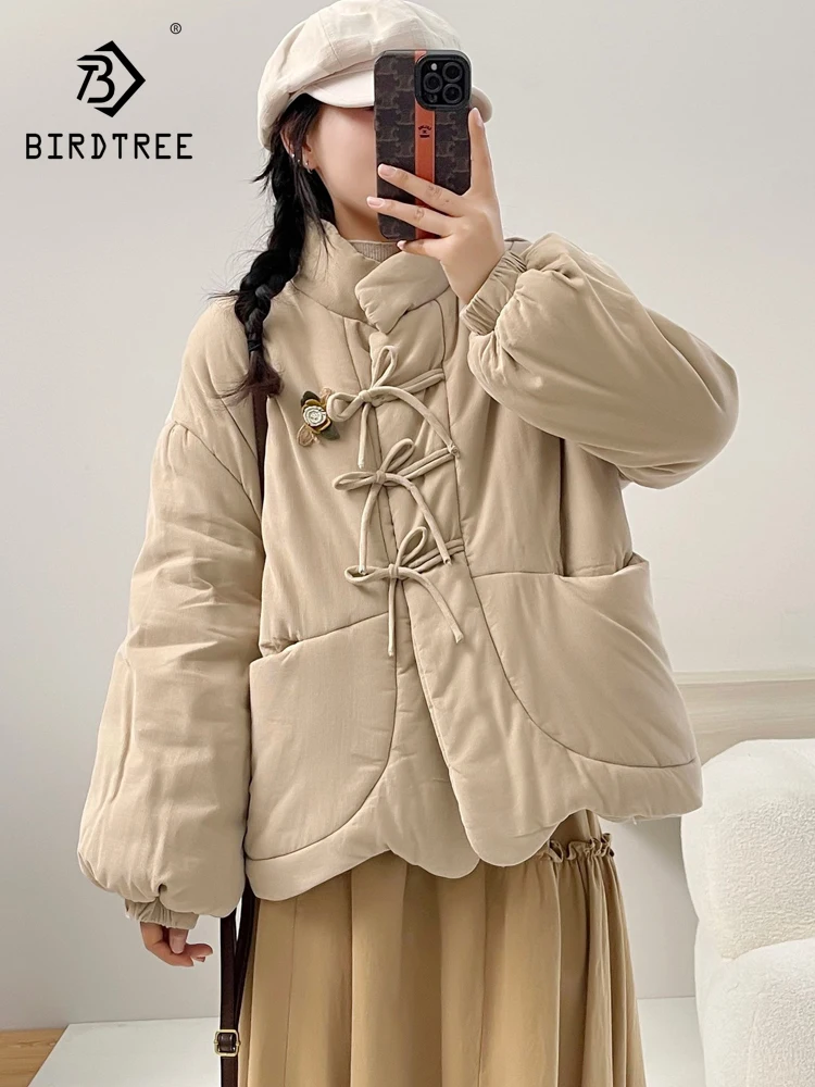 

New 2025 Winter Cotton Padded Coat, Women Stand Pocket Patchwork, Mori Girl Age Reduction Warm Loose Corduroy Outerwear C5D455CC