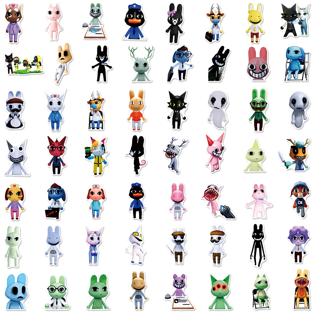 Hot 50PCS Horror Game Animal Hospital DIY Horror Sticker Toy Bag Mobile Phone Scrapbooks Waterproof Stickers Halloween Gift view 5