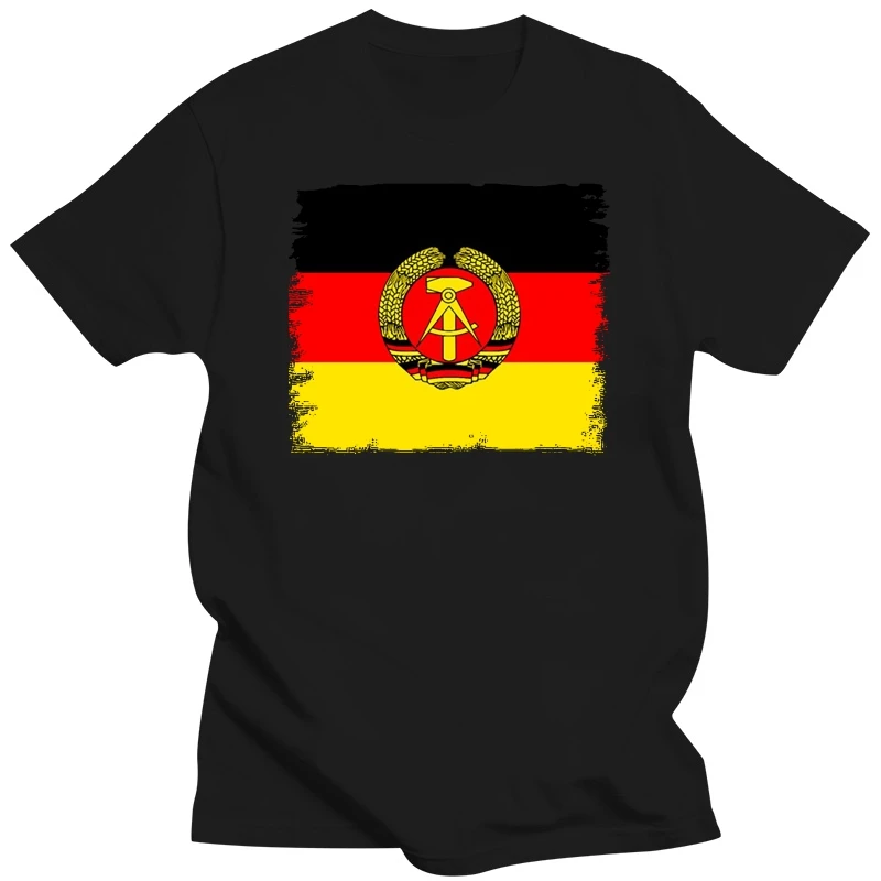 Ddr Germany East Gdr Flag Retro Wall Emblem T Shirt Normal Customize Humor 100% Cotton Spring Autumn S-3xl Crazy Leisure Shirt