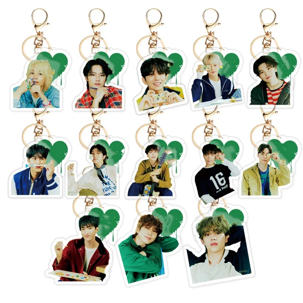 KPOP Idols JEONGHAN WONWOO 2Pcs/Set Acrylic Keychains High Quality INS Style Acrylic Keychains HOSHI MINGYU DINO Fans Collection