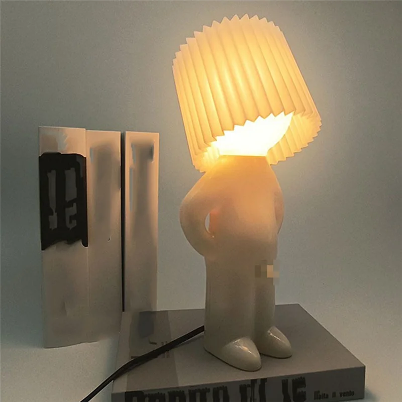 ABJN-Shy Man Lampe Nachtlicht Kleines Buch Lichter Tisch für Kinderzimmer Nachttisch Schreibtisch Dekoration Geschenk Zuhause Kleiner Junge US-Stecker