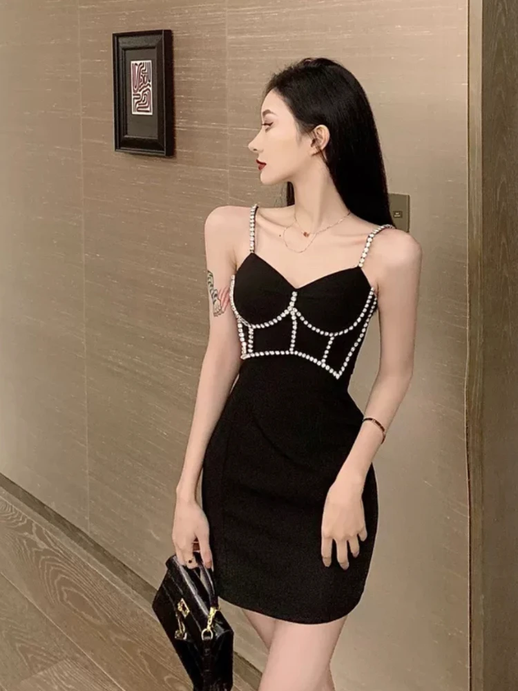 Aoi High Quality luxury Y2k Vestidos for party birthday cute Sexy Suspender Black Dresses Summer Elegant Cocktail Party Dresses