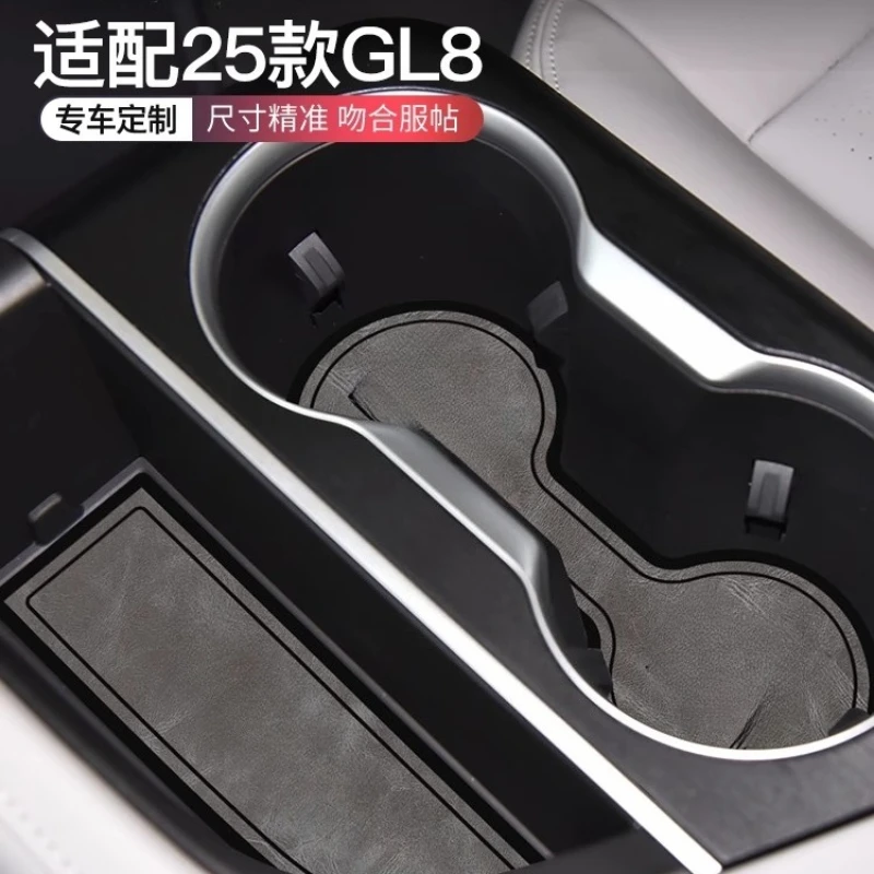 

For Buick GL8 PHEV Luzun ES 2024-2025 Luxury Car Interior Accessories – Leather Cup Holder Pads & Door Slot Mats Set