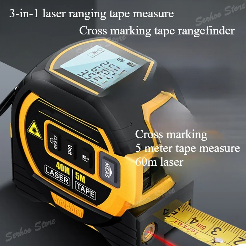 Three-in-one laser tape High-precision infrared range finder Multi-function laser tape steel tape