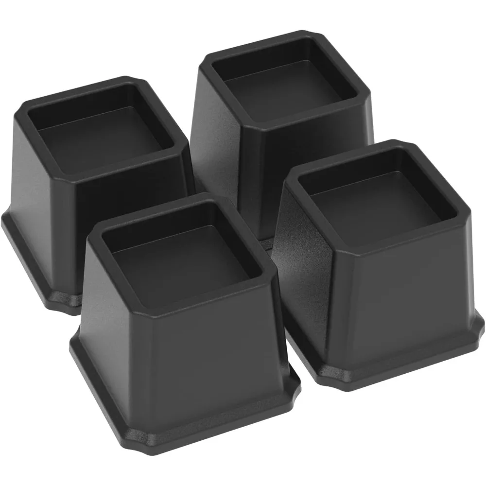 

Bed Risers 3 Inch Heavy Duty Bed Furniture Elevators, 1,500 lbs Lifts Up Riser for Sofa and Table Set of 4, Black