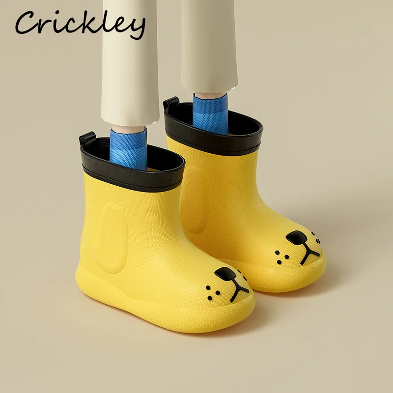 Fashion Children Rain Boots Cute Dog EVA Waterproof Boys Girls Water Shoes Design Cartoon Soft Non Slip Toddler Kids Rainboots