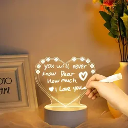 Bacheca per appunti Luce notturna a LED creativa Bacheca per messaggi USB Luce natalizia con penna Regalo per bambini Lampada da notte per decorazione fidanzata