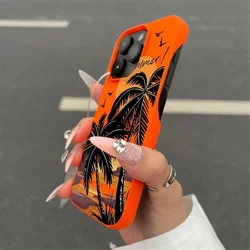 Summer Sunset Coconut Tree For IPhone 17 16 15 Pro Max Phone Case Borderless 14pro 13 Anti fall 12 11 Soft High-quality Cover