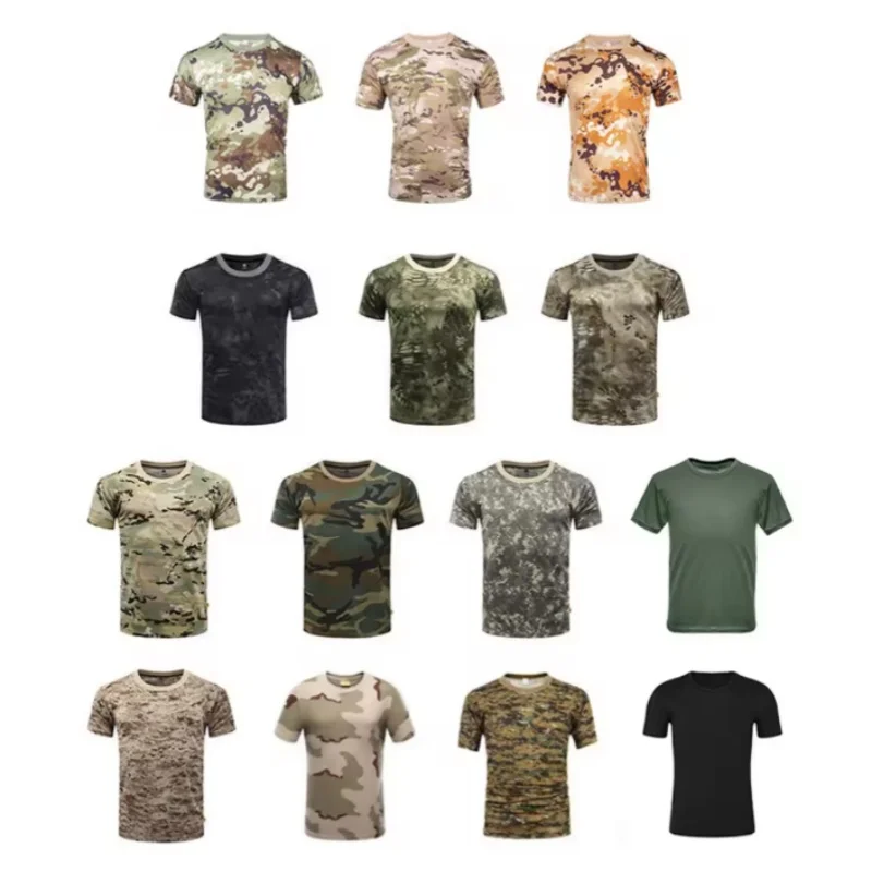 Camouflage 3D T-shirt men's outdoor fashion casual round neck short sleeved summer street outdoor sports T-shirt lightweight