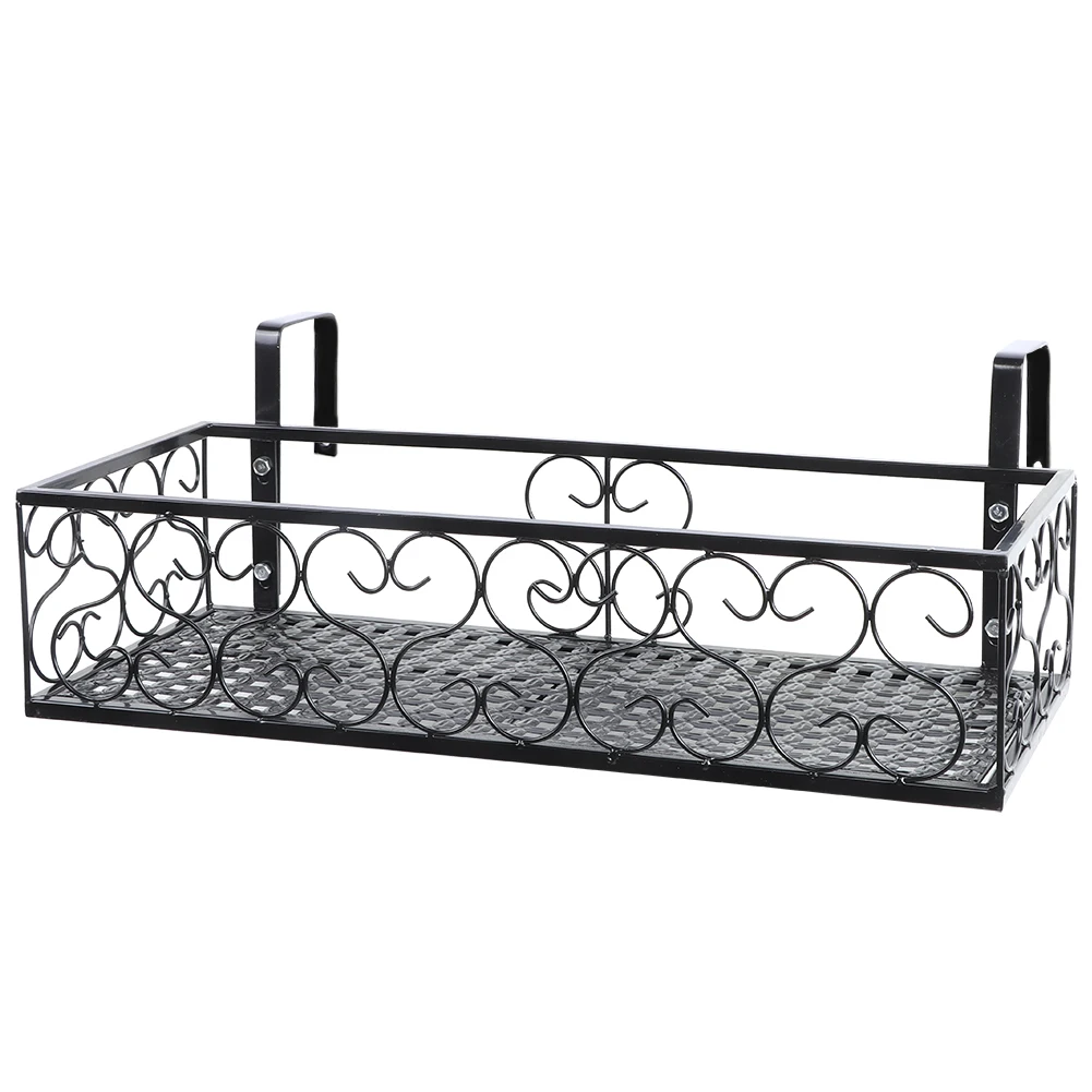 Hanging Railing Planter Flower Pot Holder Iron Art Hanging Basket Balcony Plant Shelf Rack for Window Rail Yard Fences