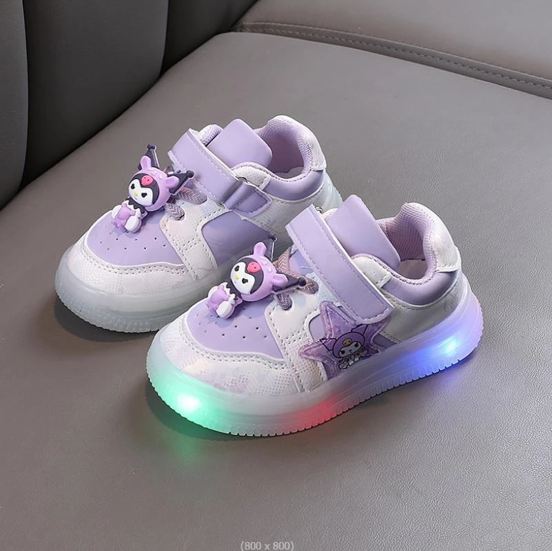 New Lovely Kuromi Melody Led Mesh Sneakers Boys Kids Luminous Glowing Sneakers Shoes for Girls Lighted Led Baby Children\'s Shoes