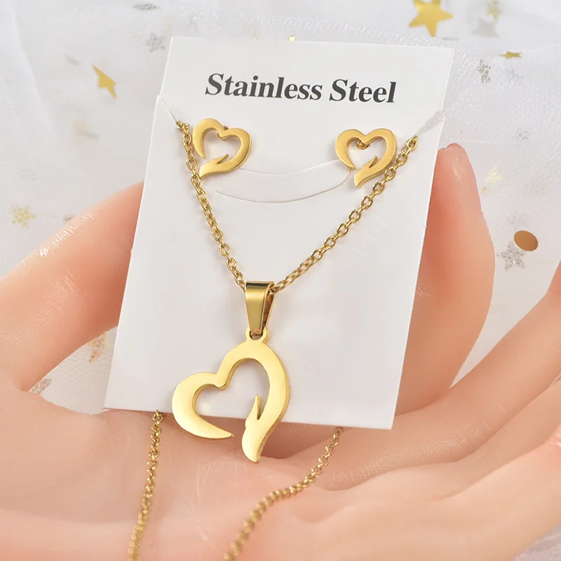 2023 Fashion Necklace Earrings Stainless Steel Earrings Jewelry Two Piece Set of Star Accessories Gift for Men and Women