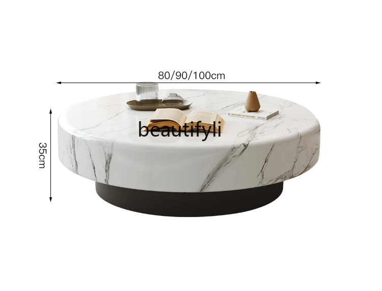 Modern Light Luxury Marble Coffee Table Designer Model Living Room-Style Home-Style Luxury New Minimalist round Tea Table