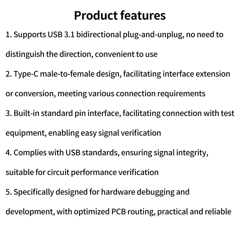 Typ-C-Stecker-auf-Buchse-Testplatine USB 3.1 Reversibler Stecker 2,54mm Stiftleisten-Adapter – Detail 7