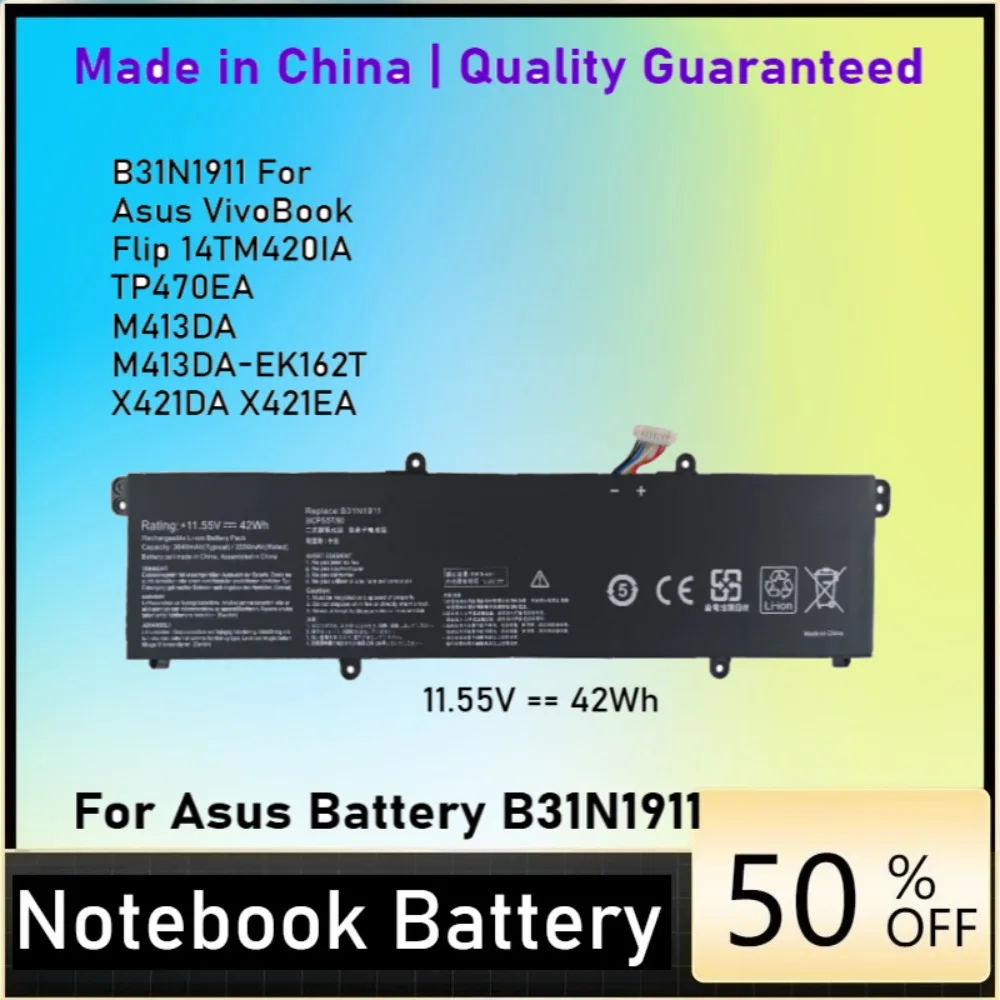 B31N1911 Battery For ASUS Vivobook Flip 14 TM420 A413 K413 M413 S413 X421 M3400QA Redolbook14 X1502Z V4050E/F C31N1911