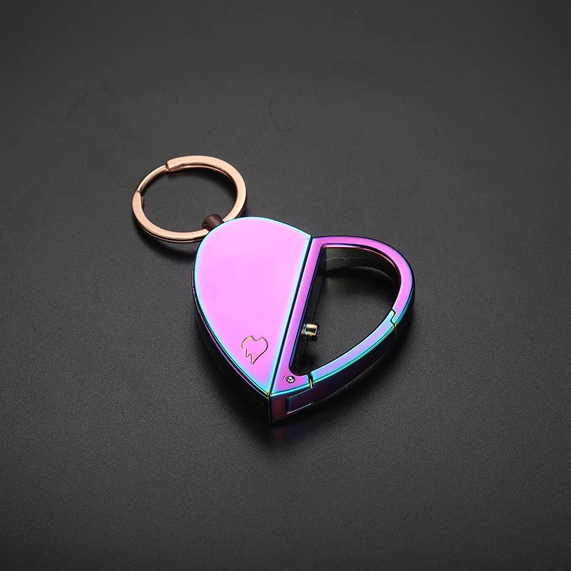 EDC Portable Multifunctional Love Charging Pendant Keychain Lighter Outdoor Metal Cigarette Lighter Fashion Creative Gifts
