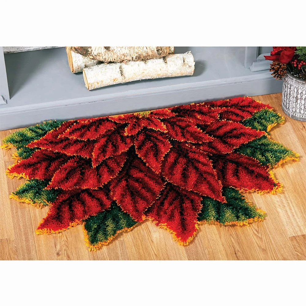 

Latch Hook Rug Kits DIY Crochet Carpet Flower Patterns Pre-Printed Canvas Yarn Rug Embroidery Crafting Arts for Adults Beginners