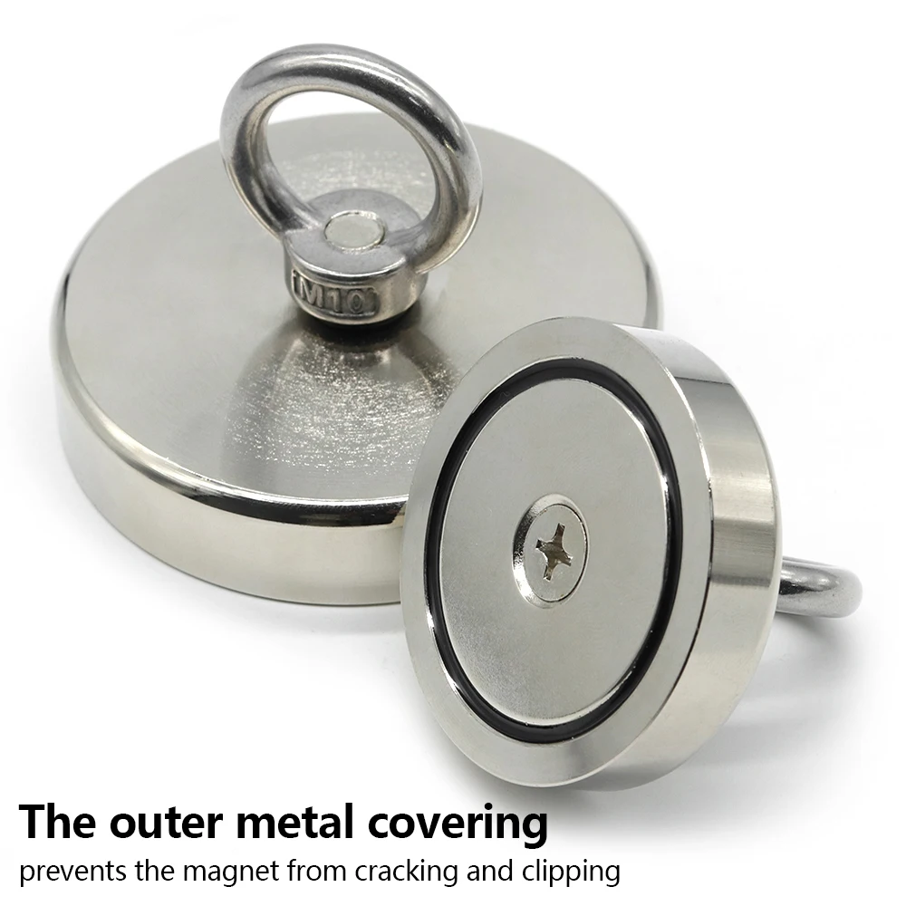 D16-D42mm N52 Strong Neodymium Fishing Magnet High Power Rare Earth with Countersunk Hole Eyebolt for Underwater Salvage
