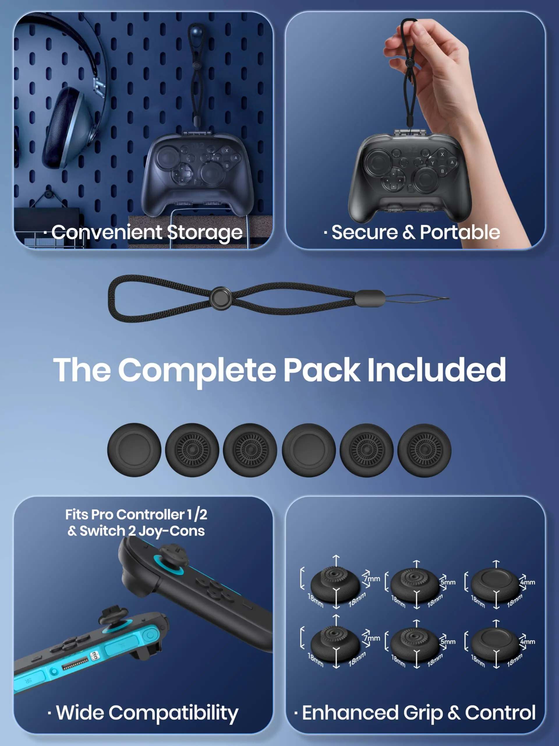 NEWDERY Hard Carrying Case for Nintendo Switch 2 Pro Controller Protective Travel Organizer with Frosted Anti-Scratch Finish view 4
