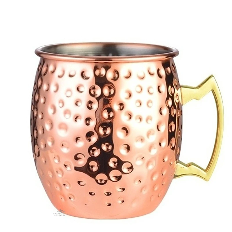 

1pcs 550ml Polish Hammered Copper Plated Moscow Mule Mug Beer Cup Coffee Cup Mug Copper Plated