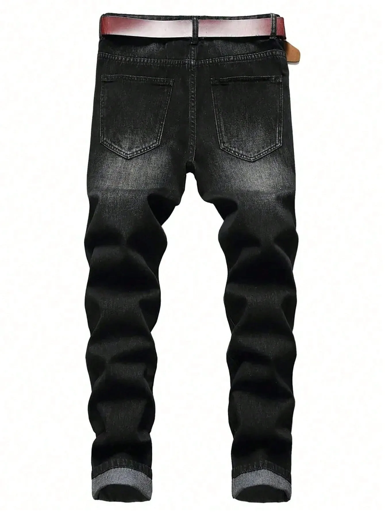 Black Slim Man Jeans Original Unisex Drip Y2k Basic Denim Pants No accessories or belts included