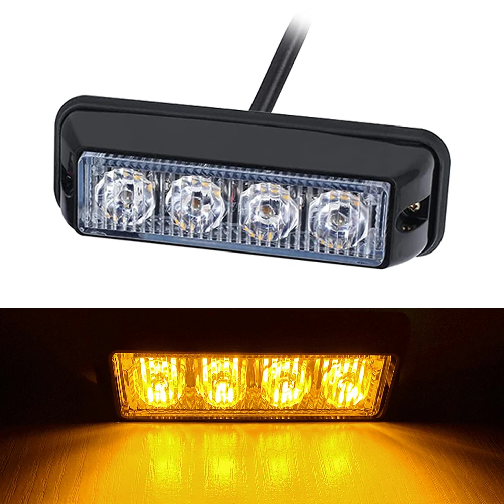 4 LED Car Grille Strobe Beacon Light Pickup Truck width indicator light Police Emergency Hazard Warning Flash Signal Lamp 12/24V