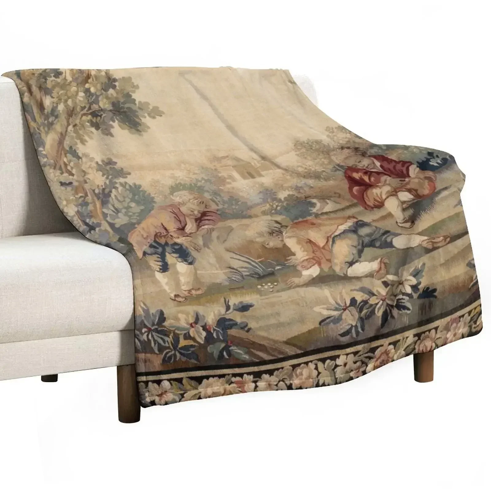 AubussonAntique French Tapestry Print Throw Blanket warm winter Single Thermals For Travel Softest Blankets