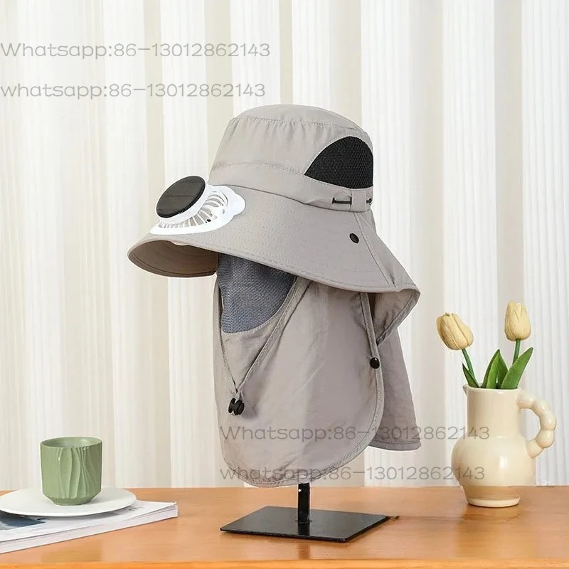Summer Big Brimmed Solar Rechargeable Fan Hat Adult Outdoor Men and Women Countryside Fishing Sunshade Cover Face Sunscreen Hats