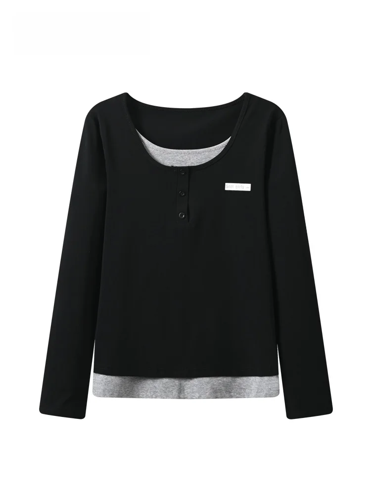 

plus Size Women's Long Sve T-irt round Ne Casual Sle Spring Faion oulder Length Fit plus Size Inner Wear