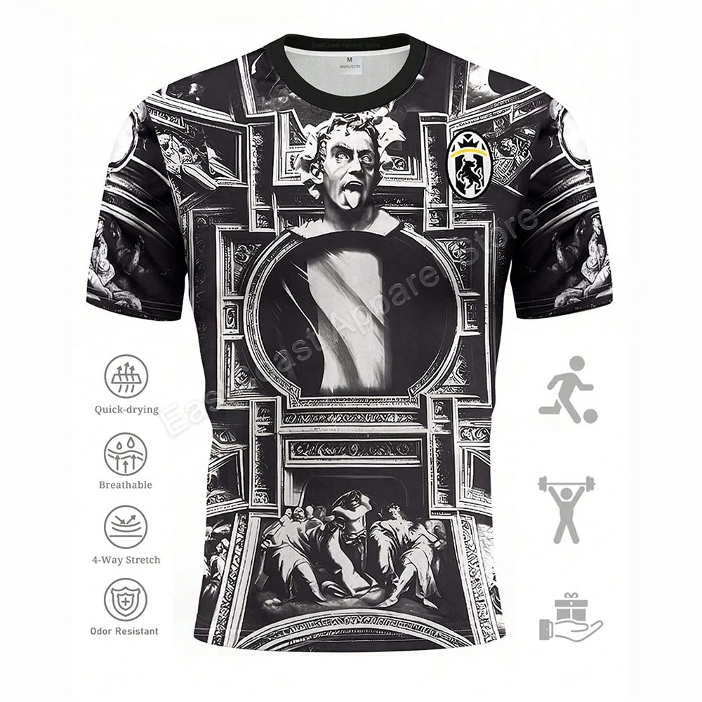 Men's Italian Baroque Sculpture 10 Soccer Jersey 3D Print Breathable Fan Edition Short Sleeve Sports Casual Football T-Shirt 5XL