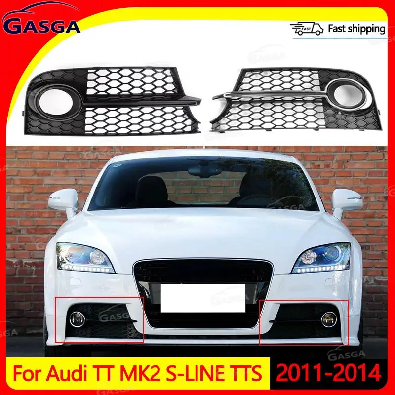 

GASGA Fog Light Grille Cover Fit For Audi TT MK2 S-LINE TTS 2011-2014 Auto Front Grille Honeycomb Grille Cover Mesh Grill