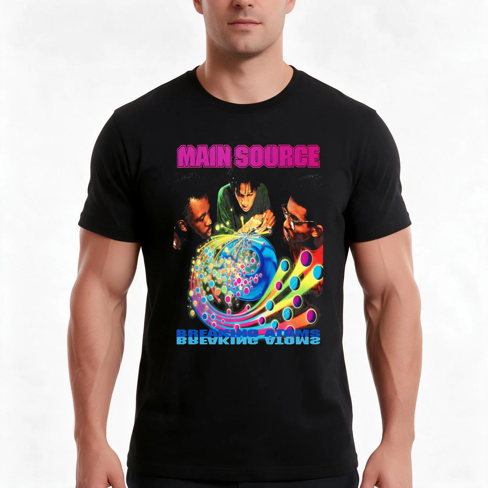 Main Source T-Shirt, Summer Casual Cotton Tee, Oversized Streetwear Tops, Vintage Graphic Print, Loose Fit Short Sleeve