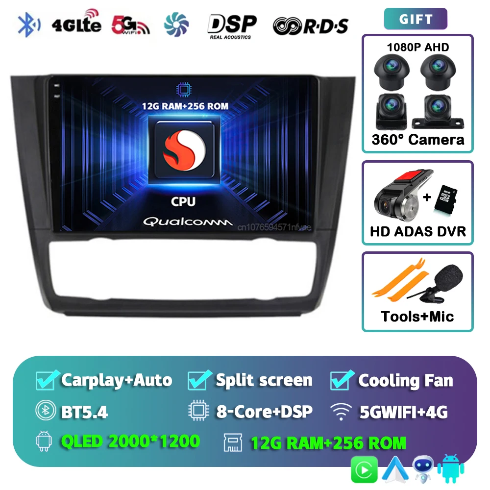 Android 15 Voor BMW 1-Serie E88 E82 E81 E87 2004 - 2011 2K QLED Android Autoradio multimedia Video Player GPS stereo CarPlay 4G - afbeelding 1