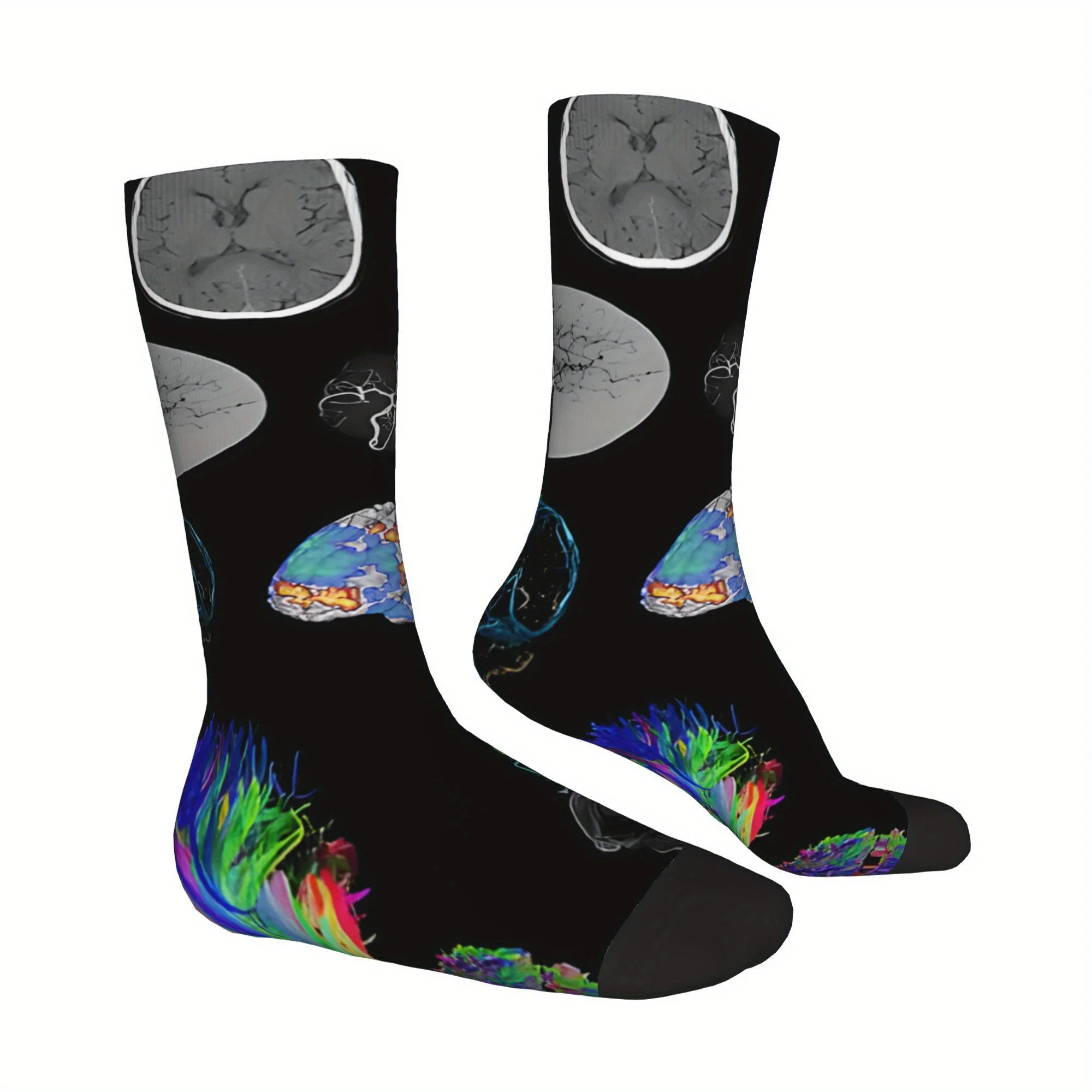Hip Hop Vintage Brain Imaging Crazy Men's Compression Socks Unisex Harajuku Pattern Printed Funny Novelty Happy Crew Sock