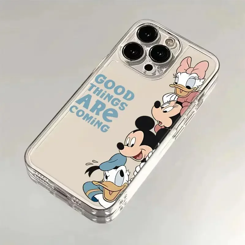 حافظة شفافة لطيفة ميكي وميني ماوس لهاتف آيفون 16 11 12 13 14 15 برو ماكس XR 8 Plus ديزني دونالد ديزي داك غطاء رفيع للغاية