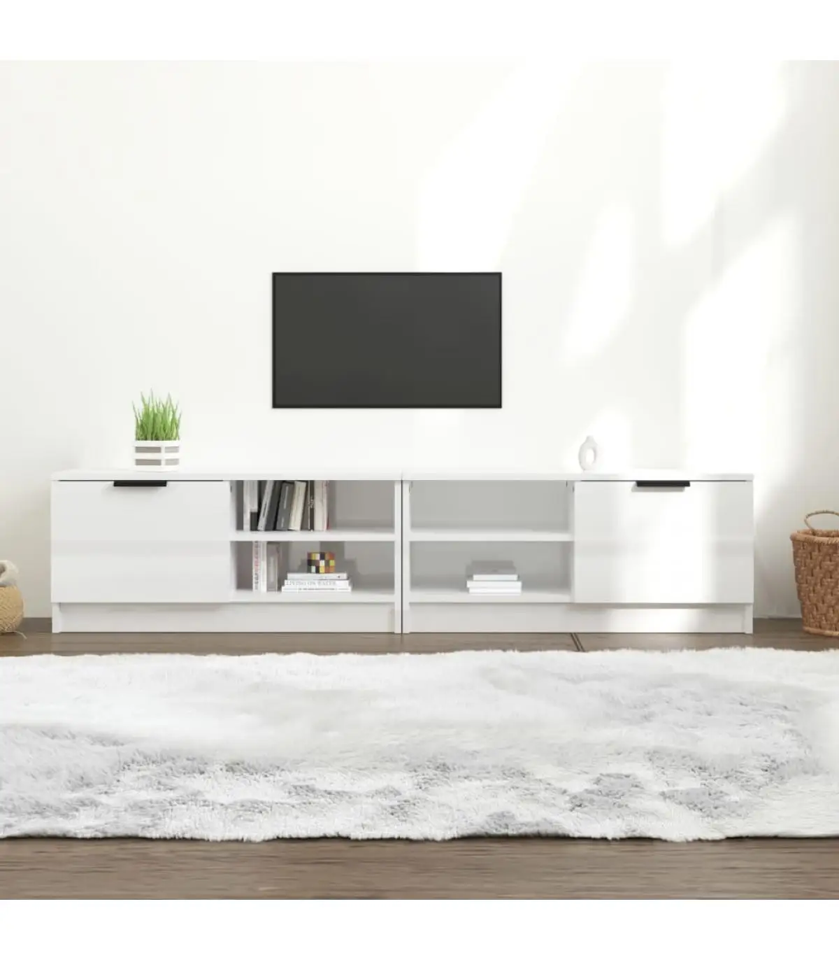 Furniture TV furniture TV 2 PCs white plywood glitter 80x35x36,5cm