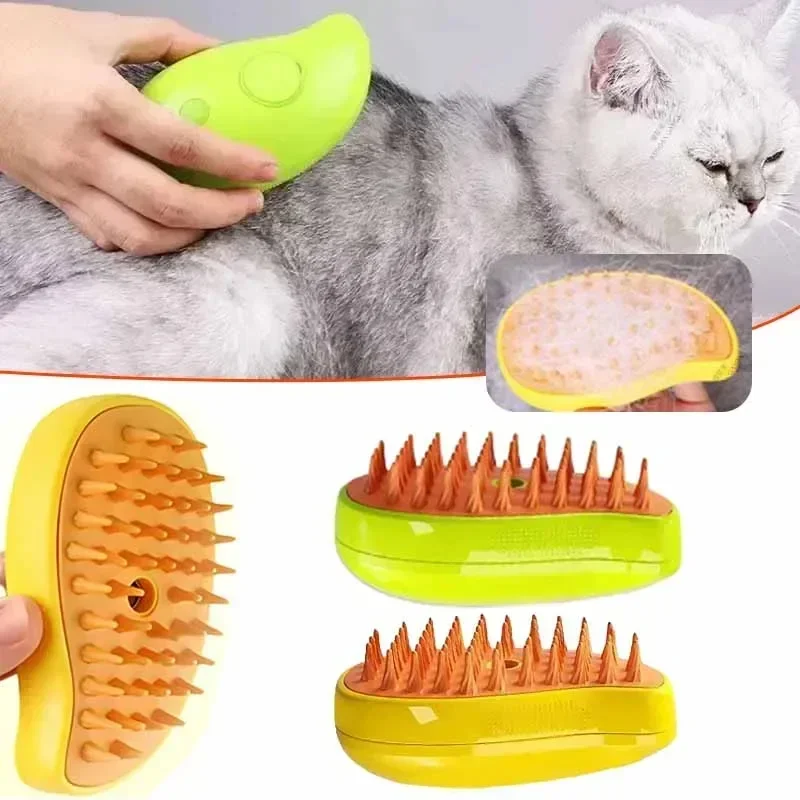 

3 in 1 Steam Brush for Cats Shedding, Pet Grooming Brush with Spray, Hair Removal Comb, Steaming Mist Brush Steamer