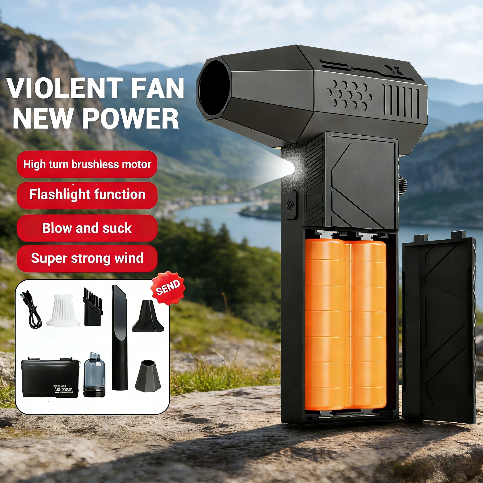 

C6Pro 2-в-1 Бесщеточный пылесос-воздуходувка | Мощный пылесос с частотой вращения 350000 об/мин, скоростью 58 м/с, перезаряжаемый через Type-C