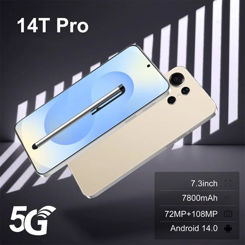 

2026 Hot New 14T Pro Original 7.3 inch Global Edition Smart 22GB+2TB 5G Dual Card 7800mAh Battery Facial Recognition Function