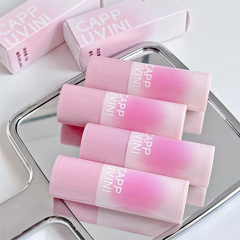 สีชมพูธรรมชาติ Cappuvini Blusher Stick Face Blusher Patting Powder Blusher สําหรับแก้มน่ารักสไตล์เกาหลี