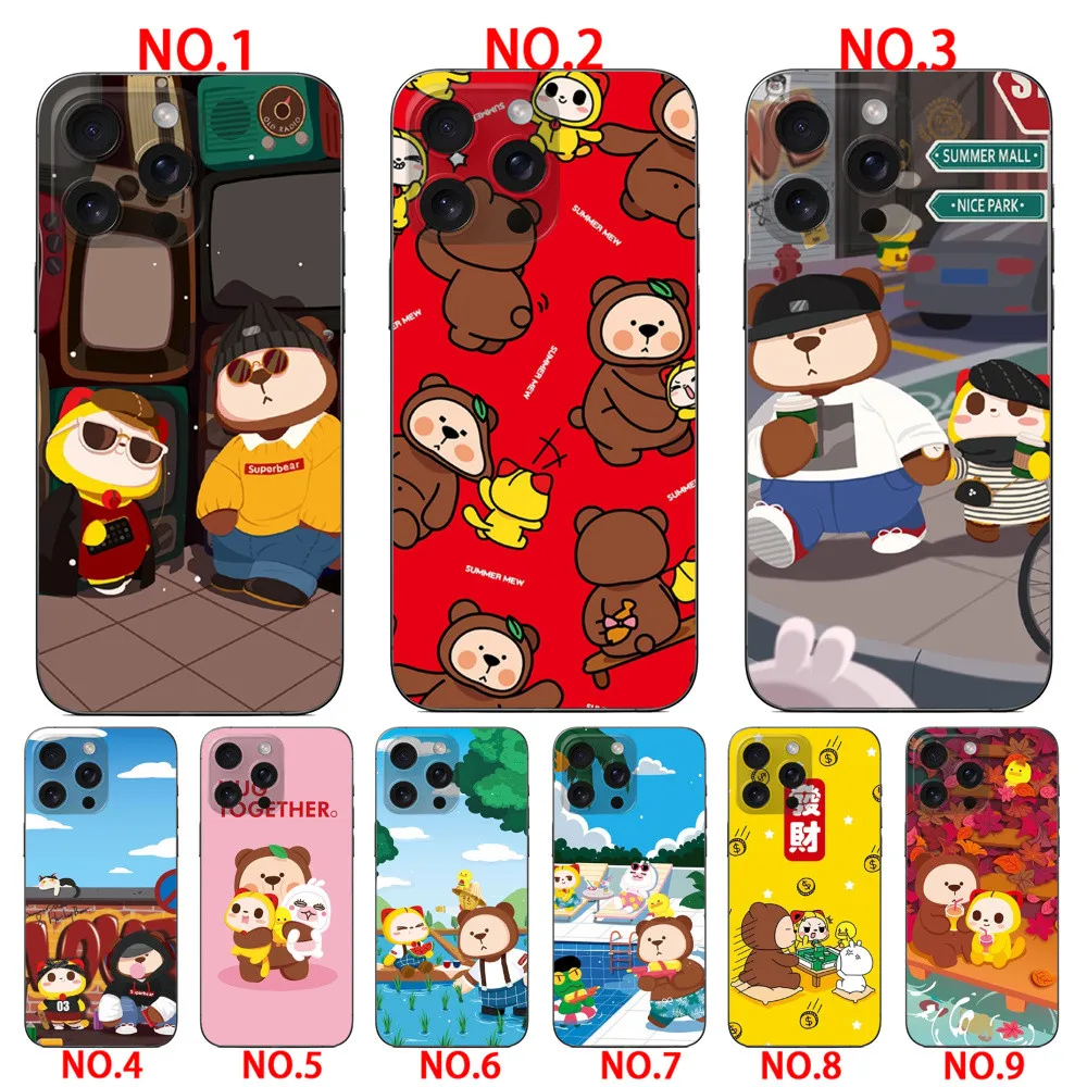 Cartoon bear TPU soft case  for iPhone 15 Pro 15 Pro Max 16 16 Plus 16 Pro 16 Pro Max