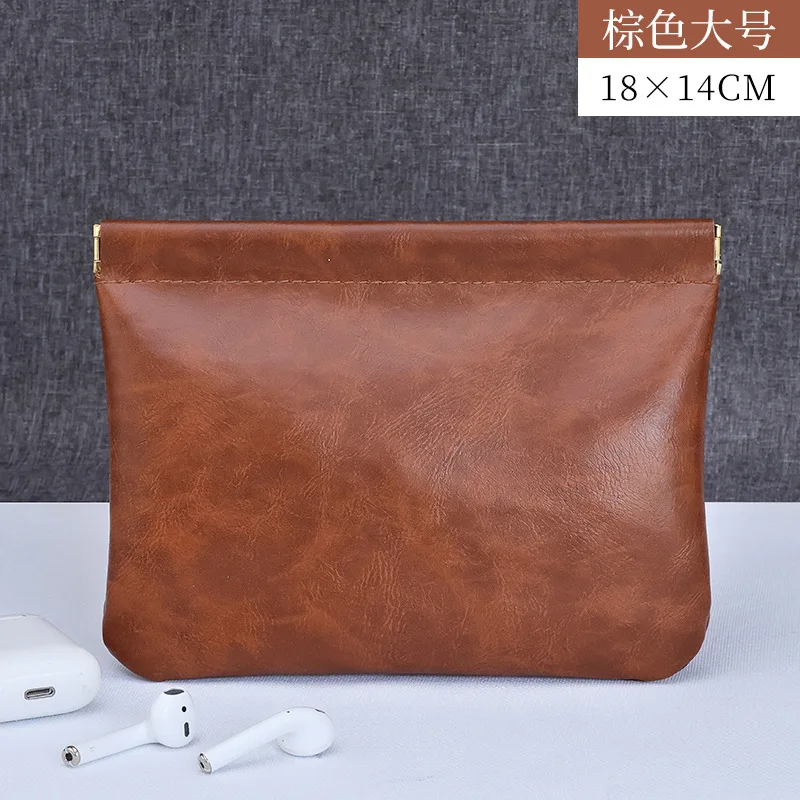 Portable Dark Grain Storage Bag Automatically Closes Data Cable Power Charger Wired Headphone Lipstick Waterproof  Storage Bag