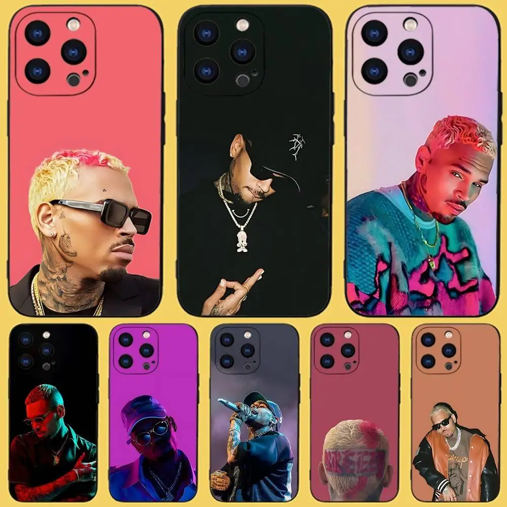 

C-Chris Cool Rapper Brown Phone Case For iPhone 17,16,15,14,13,12,11,Pro,Max,Plus,X,XS,SE4,E,Mini,Soft Black Case
