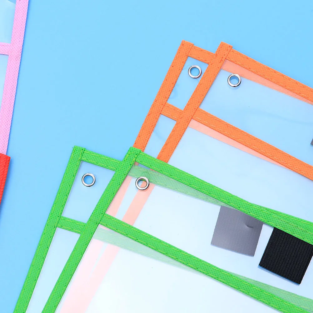 

12pcs Pocket Sleeves Clear PVC Reusable Dry Erase Sleeves Write Wipe Child Resuable Pockets File Folder Inserts
