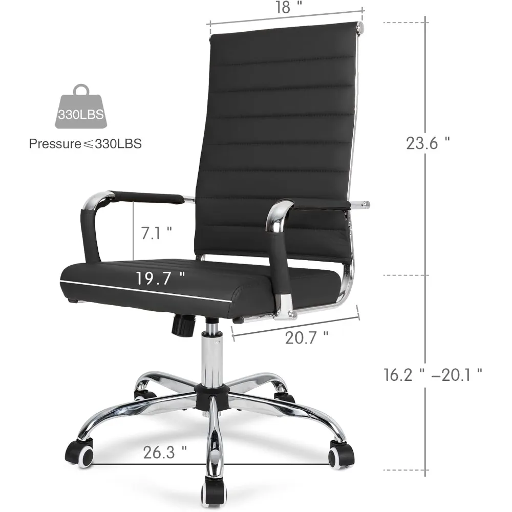 Home Office Chair Ribbed, Modern Leather Conference Room Chairs, Ergonomic Office Desk Chair, High Back Executive Computer Chair