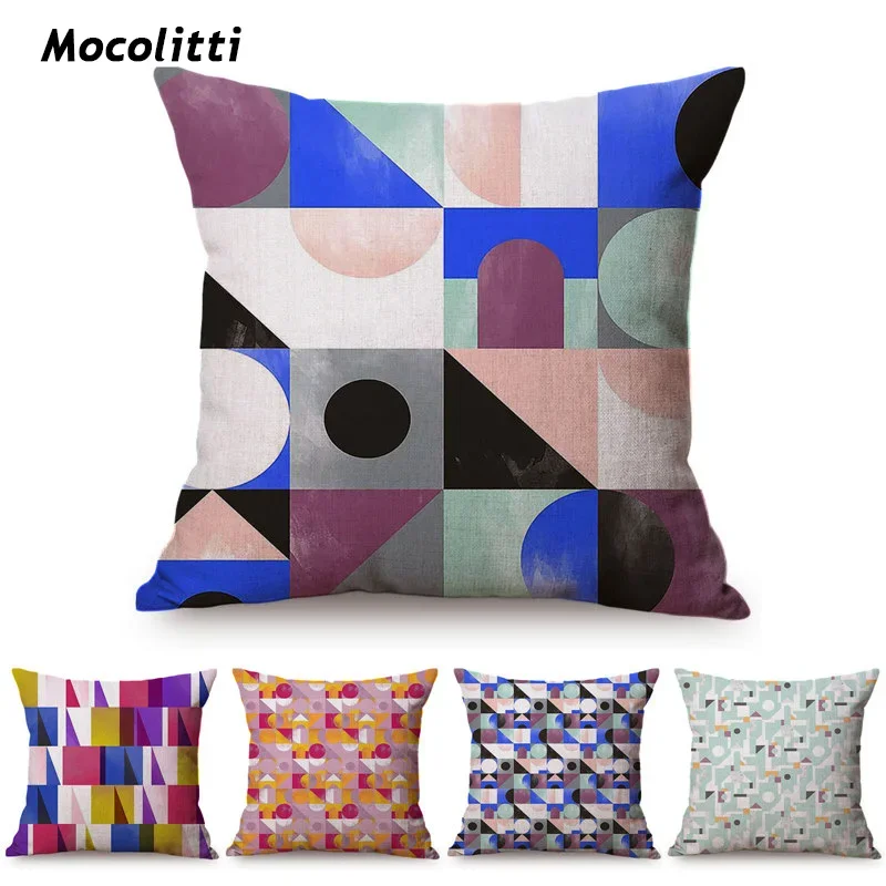 Nordic Geometric Oil Painting Style Sofa Throw Pillow Case Office Living Room Concise Decoration Car Chair Cushion Cover cojines