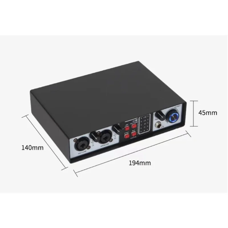 Professional recording sound card mini 2 Channel audio interface USB for Musical Instruments Live streaming recording singing