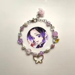 Shinobu Kocho | Purple Butterfly Handmade Bracelet | Beaded Charm Bracelet | Y2K Bracelet | Y2K Jewelry