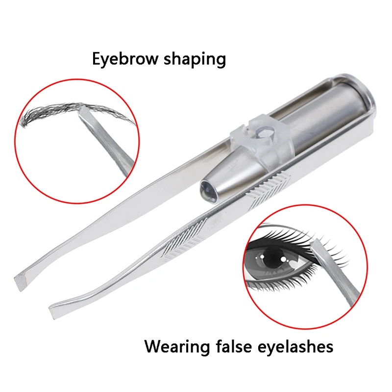 1Pcs Led Light Stainless Steel Make Up Tool Eyebrow Beauty Hair Removal Tweezer