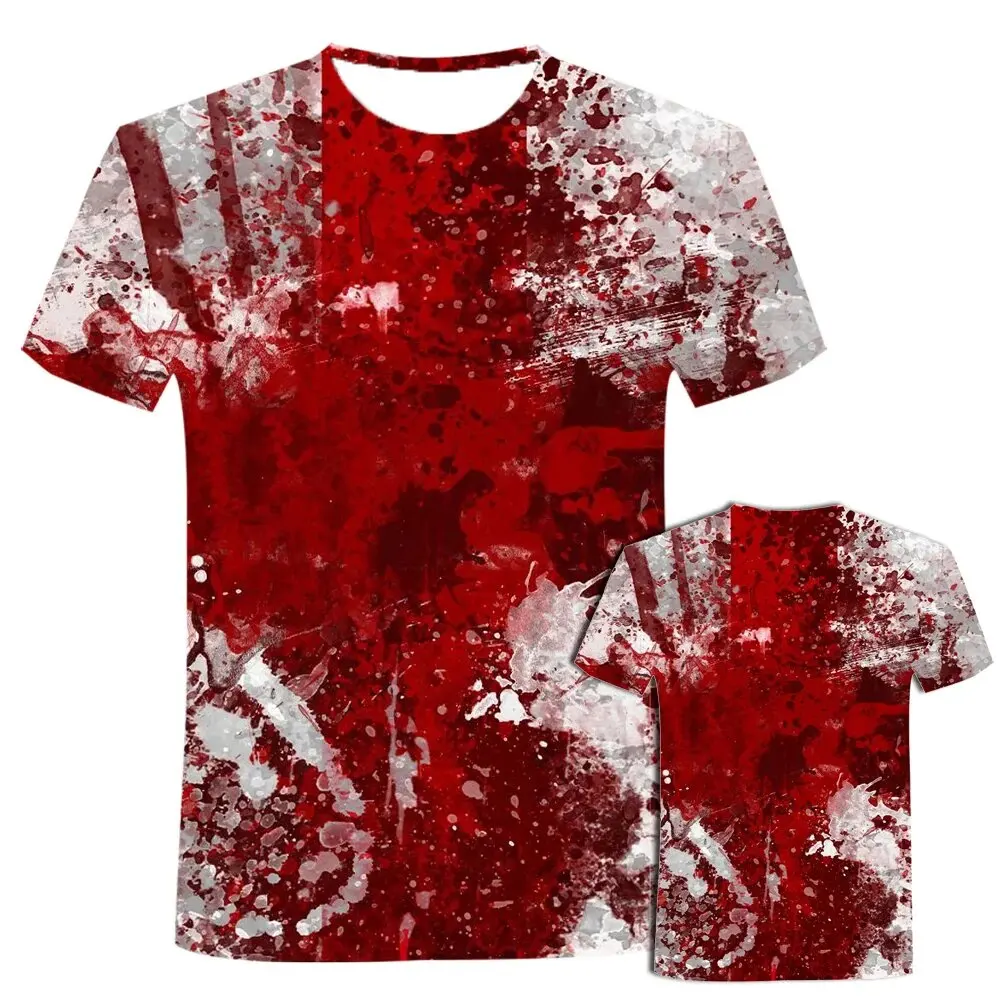 Halloween Horror Blood 3D Print T-Shirts Men Women Short Sleeve T Shirt Hip Hop Oversized Harajuku Y2k Tees Tops Unisex Clothing